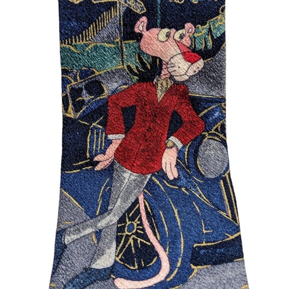 Vintage 90s Pink Panther 100% Silk Mens Neck Tie Necktie Made In Italy Tie Rack - Picture 2 of 6